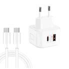 YSY-6087PD 20W PD3.0 + QC3.0 Dual Fast Charge Travel Charger with Type-C to Type-C Data Cable EU Plug - 1