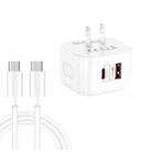YSY-6087PD 20W PD3.0 + QC3.0 Dual Fast Charge Travel Charger with Type-C to Type-C Data Cable US Plug - 1