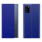 For Samsung Galaxy  A52 5G/4G Side Display Magnetic Horizontal Flip Plain Texture Cloth + PC Case with Holder & Sleep / Wake-up Function(Sky Blue) - 1