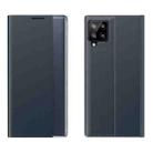 For Samsung Galaxy F62/M62 Side Display Magnetic Horizontal Flip Plain Texture Cloth + PC Case with Holder & Sleep / Wake-up Function(Dark Blue) - 1