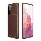 For Samsung Galaxy S21 FE Carbon Fiber Texture Shockproof TPU Case(Brown) - 1