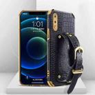 For Samsung Galaxy A02 Electroplated TPU Crocodile Pattern Leather Case with Wrist Strap(Black) - 1