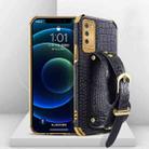 For Samsung  Galaxy A02s (EU Version) Electroplated TPU Crocodile Pattern Leather Case with Wrist Strap(Black) - 1