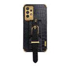 For Samsung Galaxy A32 4G Electroplated TPU Crocodile Pattern Leather Case with Wrist Strap(Black) - 2