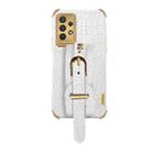 For Samsung Galaxy A32 4G Electroplated TPU Crocodile Pattern Leather Case with Wrist Strap(White) - 2