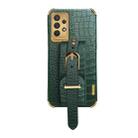 For Samsung Galaxy A32 4G Electroplated TPU Crocodile Pattern Leather Case with Wrist Strap(Green) - 2