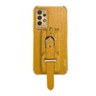For Samsung Galaxy A32 4G Electroplated TPU Crocodile Pattern Leather Case with Wrist Strap(Yellow) - 2