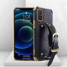 For Samsung Galaxy S20 FE Electroplated TPU Crocodile Pattern Leather Case with Wrist Strap(Black) - 1
