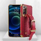 For Samsung Galaxy Note20 Ultra Electroplated TPU Crocodile Pattern Leather Case with Wrist Strap(Red) - 1