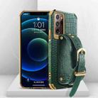 For Samsung Galaxy Note20 Ultra Electroplated TPU Crocodile Pattern Leather Case with Wrist Strap(Green) - 1