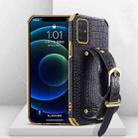 For Samsung Galaxy A52 5G/4G Electroplated TPU Crocodile Pattern Leather Case with Wrist Strap(Black) - 1