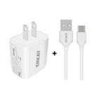 ENKAY Hat-Prince 20W PD Type-C + QC 3.0 USB Fast Charging Travel Charger Power Adapter with Fast Charge Data Cable, US Plug(With Type-C Cable) - 1