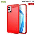 For OnePlus 9R MOFI Gentleness Series Brushed Texture Carbon Fiber Soft TPU Case(Red) - 1