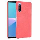 For Sony Xperia 10 III Shockproof Crocodile Texture PC + PU Case(Red) - 1