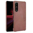 For Sony Xperia 1 III Shockproof Crocodile Texture PC + PU Case(Brown) - 1
