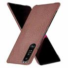 For Sony Xperia 1 III Shockproof Crocodile Texture PC + PU Case(Brown) - 2
