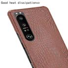 For Sony Xperia 1 III Shockproof Crocodile Texture PC + PU Case(Brown) - 5