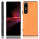 For Sony Xperia 1 III Shockproof Sewing Cow Pattern Skin PC + PU + TPU Case(Orange) - 1