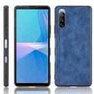 For Sony Xperia 10 III Shockproof Sewing Cow Pattern Skin PC + PU + TPU Case(Blue) - 1