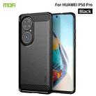 For Huawei P50 Pro MOFI Gentleness Series Brushed Texture Carbon Fiber Soft TPU Case(Black) - 1