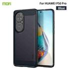 For Huawei P50 Pro MOFI Gentleness Series Brushed Texture Carbon Fiber Soft TPU Case(Blue) - 1