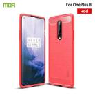 For OnePlus 8 MOFI Gentleness Series Brushed Texture Carbon Fiber Soft TPU Case(Red) - 1