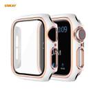 ENKAY Hat-Prince Full Coverage Electroplated PC Case + Tempered Glass Protector for Apple Watch Series 6 / 5 / 4 / SE 40mm(White+Champagne) - 1