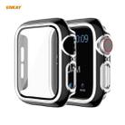 ENKAY Hat-Prince Full Coverage Electroplated PC Case + Tempered Glass Protector for Apple Watch Series 6 / 5 / 4 / SE 44mm(Black+Silver) - 1