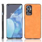 For OnePlus 9 Pro Shockproof Sewing Cow Pattern Skin PC + PU + TPU Case(Orange) - 1