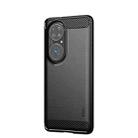 For Huawei P50 MOFI Gentleness Series Brushed Texture Carbon Fiber Soft TPU Case(Black) - 1