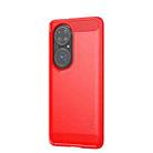 For Huawei P50 MOFI Gentleness Series Brushed Texture Carbon Fiber Soft TPU Case(Red) - 1