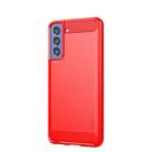 For Samsung Galaxy S21 FE MOFI Gentleness Series Brushed Texture Carbon Fiber Soft TPU Case(Red) - 1