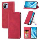 For Xiaomi Mi 11 Lite Retro Skin Feel Business Magnetic Horizontal Flip Leather Case With Holder & Card Slots & Wallet & Photo Frame(Red) - 1