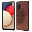 For Samsung Galaxy A52 5G / 4G Mandala Embossed Cloth Cover PC + TPU Mobile Phone Case with Magnetic Function and Hand Strap(Brown) - 1