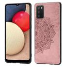 For Samsung Galaxy A52 5G / 4G Mandala Embossed Cloth Cover PC + TPU Mobile Phone Case with Magnetic Function and Hand Strap(Rose Gold) - 1