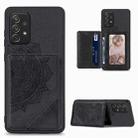 For Samsung Galaxy A52 5G / 4G Mandala Embossed Magnetic Cloth PU+TPU+PC Case with Holder & Card Slots & Wallet & Photo Frame(Black) - 1