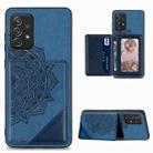 For Samsung Galaxy A52 5G / 4G Mandala Embossed Magnetic Cloth PU+TPU+PC Case with Holder & Card Slots & Wallet & Photo Frame(Blue) - 1