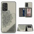 For Samsung Galaxy A52 5G / 4G Mandala Embossed Magnetic Cloth PU+TPU+PC Case with Holder & Card Slots & Wallet & Photo Frame(Grey) - 1