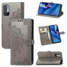 Halfway Mandala Embossing Pattern Horizontal Flip Leather Case with Holder & Card Slots & Wallet & Lanyard For Xiaomi Redmi Note 10 5G(Grey) - 1