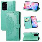 Halfway Mandala Embossing Pattern Horizontal Flip Leather Case with Holder & Card Slots & Wallet & Lanyard For Xiaomi Redmi K40 / K40 Pro / K40 Pro+(Green) - 1