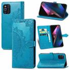 Halfway Mandala Embossing Pattern Horizontal Flip Leather Case with Holder & Card Slots & Wallet & Lanyard For OPPO Find X3 Pro(Blue) - 1