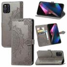 Halfway Mandala Embossing Pattern Horizontal Flip Leather Case with Holder & Card Slots & Wallet & Lanyard For OPPO Find X3 Pro(Grey) - 1