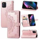 Halfway Mandala Embossing Pattern Horizontal Flip Leather Case with Holder & Card Slots & Wallet & Lanyard For OPPO Find X3 Pro(Rose Gold) - 1