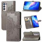 Halfway Mandala Embossing Pattern Horizontal Flip Leather Case with Holder & Card Slots & Wallet & Lanyard For OPPO Reno5 Pro+(Grey) - 1