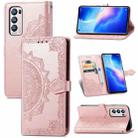 Halfway Mandala Embossing Pattern Horizontal Flip Leather Case with Holder & Card Slots & Wallet & Lanyard For OPPO Reno5 Pro+(Rose Gold) - 1