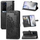 Halfway Mandala Embossing Pattern Horizontal Flip Leather Case with Holder & Card Slots & Wallet & Lanyard For vivo X60 Pro+(Black) - 1