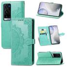 Halfway Mandala Embossing Pattern Horizontal Flip Leather Case with Holder & Card Slots & Wallet & Lanyard For vivo X60 Pro+(Green) - 1