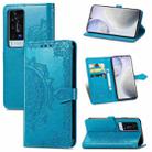 Halfway Mandala Embossing Pattern Horizontal Flip Leather Case with Holder & Card Slots & Wallet & Lanyard For vivo X60 Pro(Blue) - 1