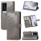 Halfway Mandala Embossing Pattern Horizontal Flip Leather Case with Holder & Card Slots & Wallet & Lanyard For vivo X60 Pro(Grey) - 1