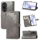 Halfway Mandala Embossing Pattern Horizontal Flip Leather Case with Holder & Card Slots & Wallet & Lanyard For Huawei  P50 Pro(Grey) - 1